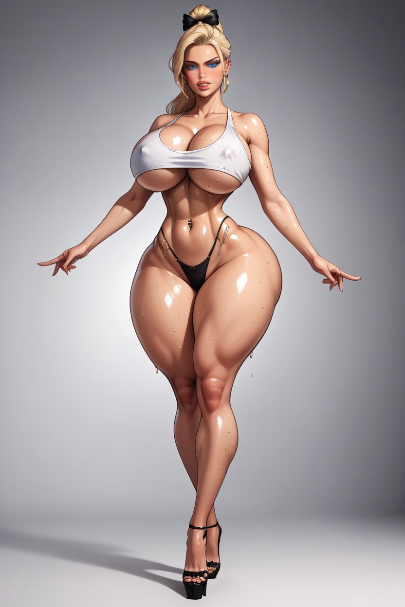 Wet White Underboob Tank Top, Professional Photography, Model AI Porn