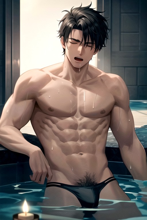 Wet Hair, Laying On Stomach, Candles Porno IA Gay