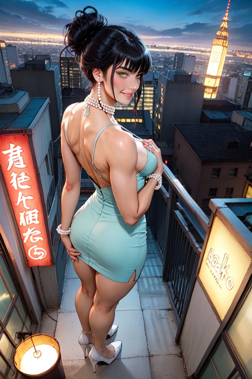 Grabbing Boobs, Short Length, Gorgeous Face AI Porn
