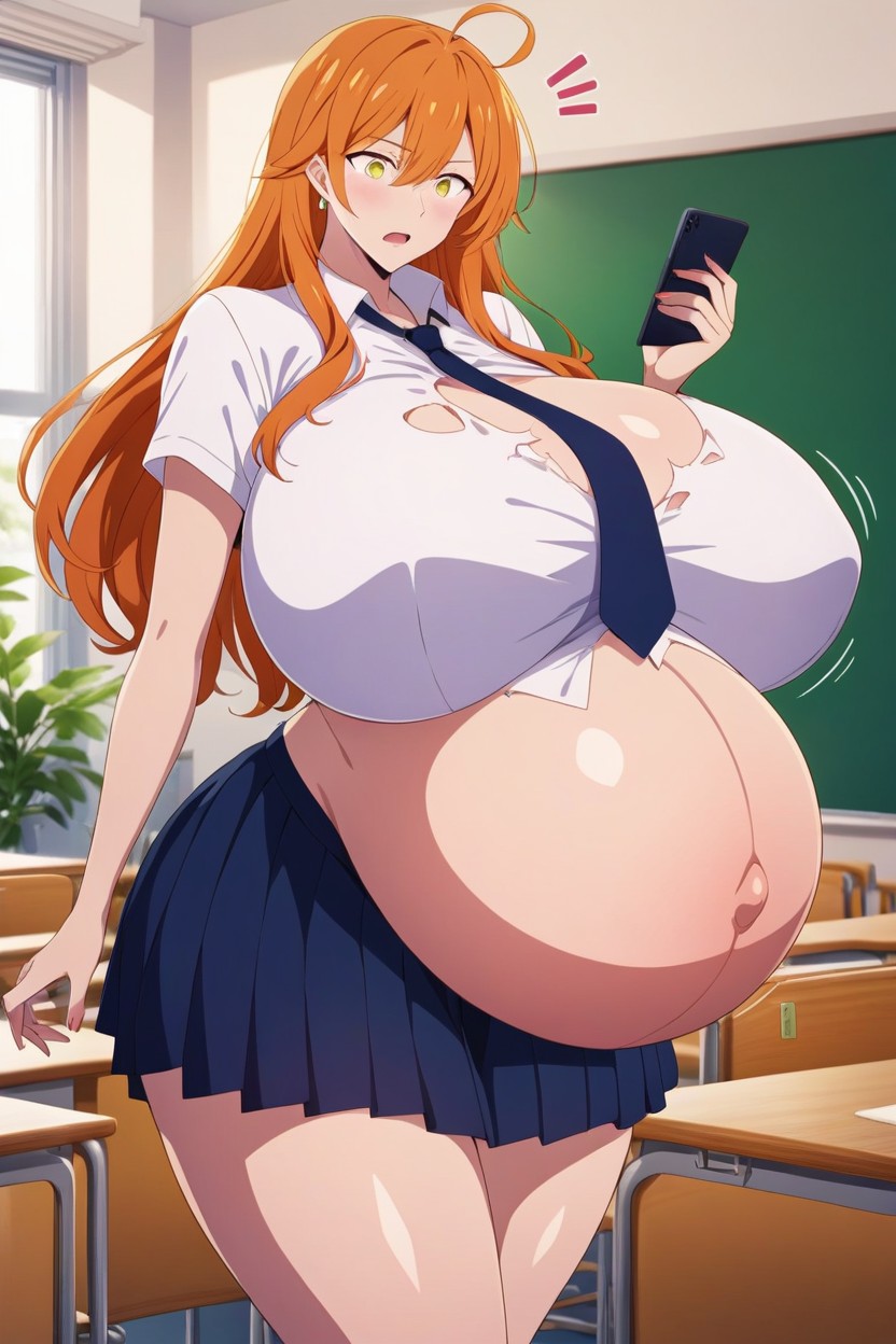 Ripping Clothes, Hyper Pregnant, Belly Expands Bigger And Bigger In Each Frame AI Porn