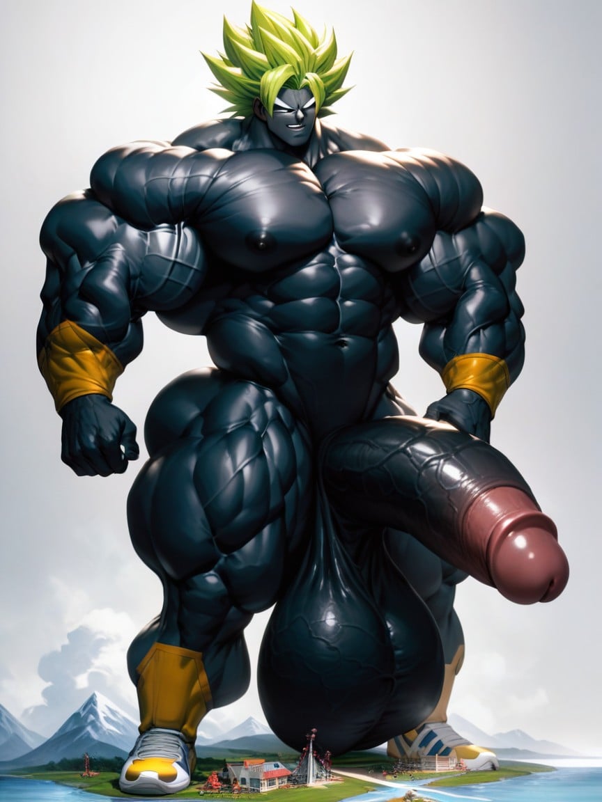 Green Hair, Hyper Muscle Growth, Long Penis Porno IA Gay