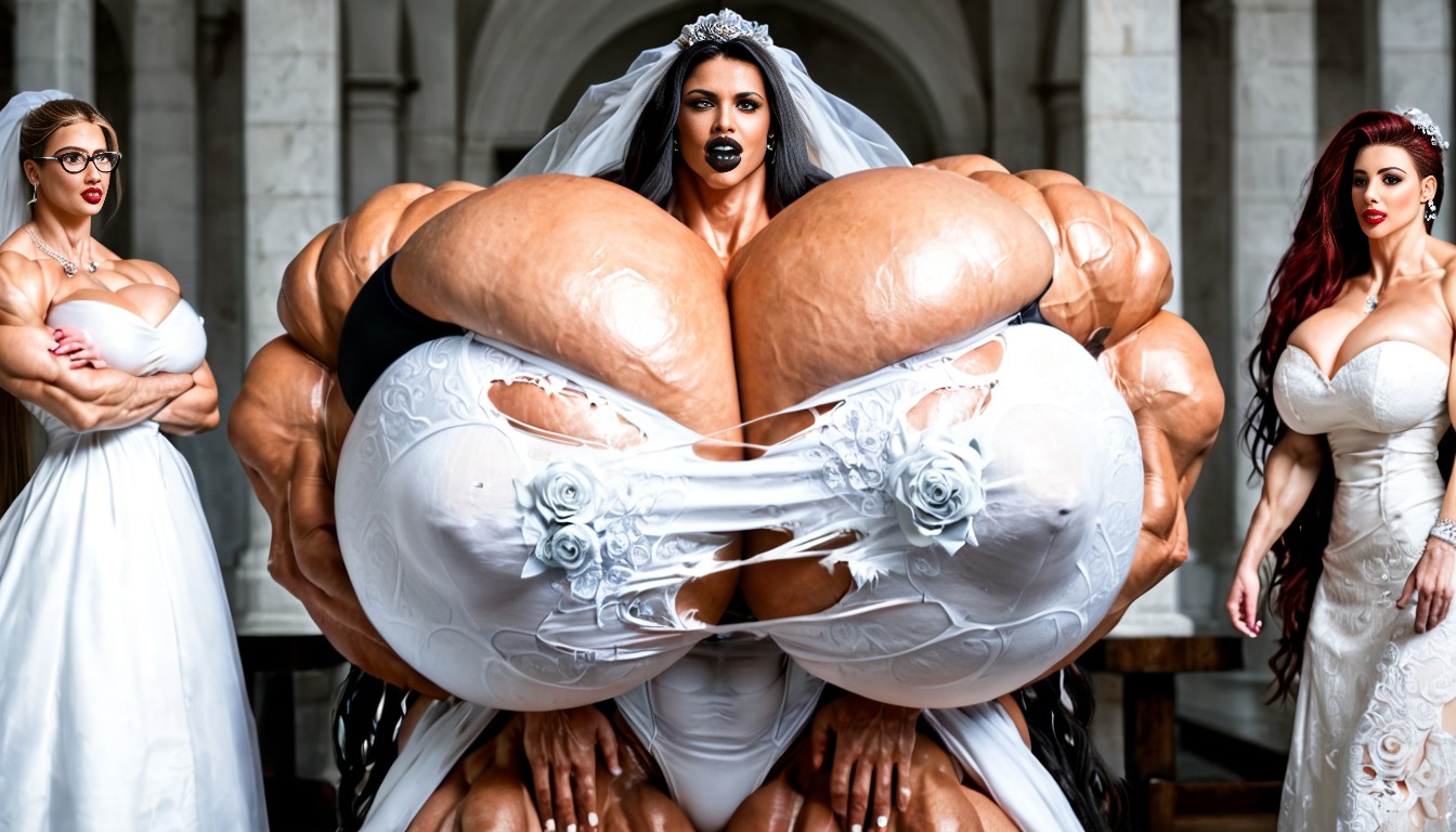Eight Feet Tall, Hyper Massive Muscular Arms, Hourglass Figure AI Porn
