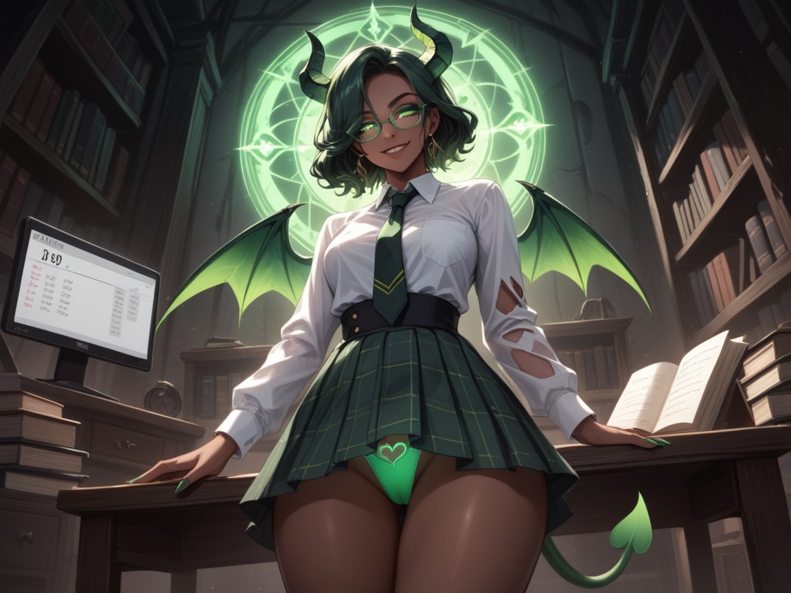 Noir Lighting, Green Hair, Squared Hips Hentai AI Porn