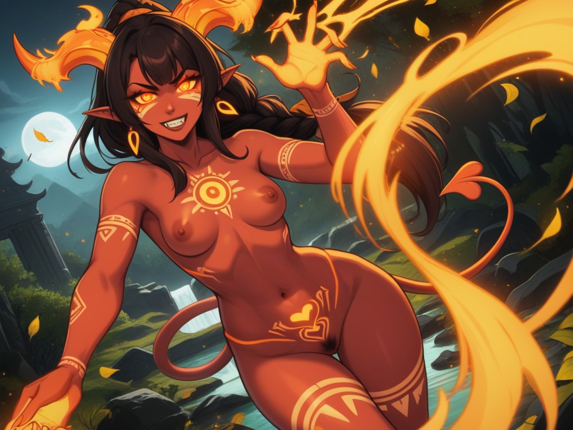 Succubus, High Color Contrast, Close Set Breasts AI Porn