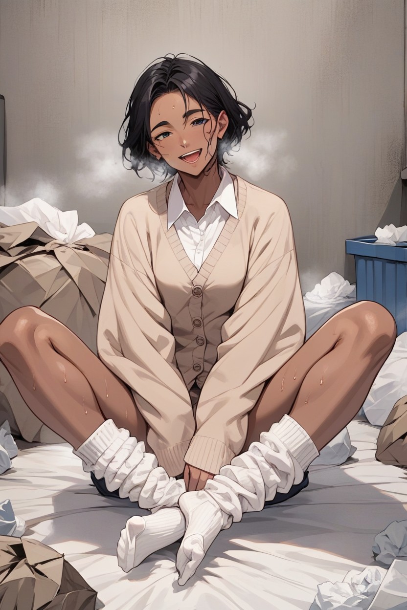 Cardigan, Baggy Sleeves, Sweaty Hentai AI Porn