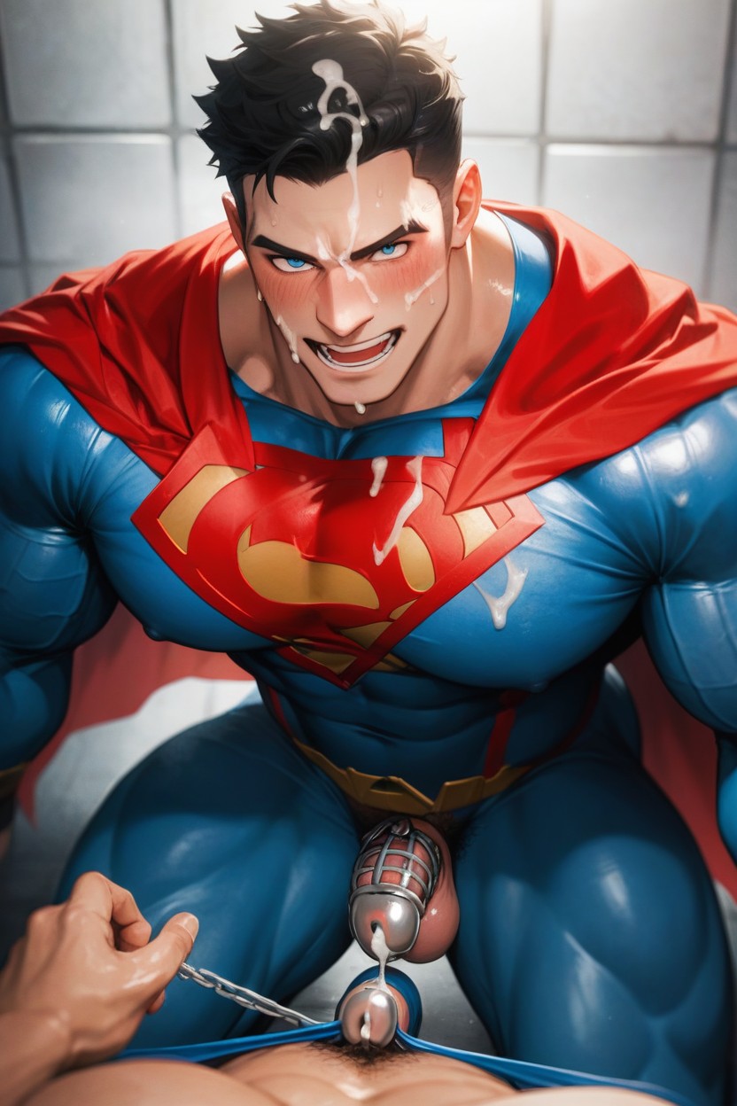 En Sueur, Yeux Bleus, Cum All Over Body Porno IA Gay