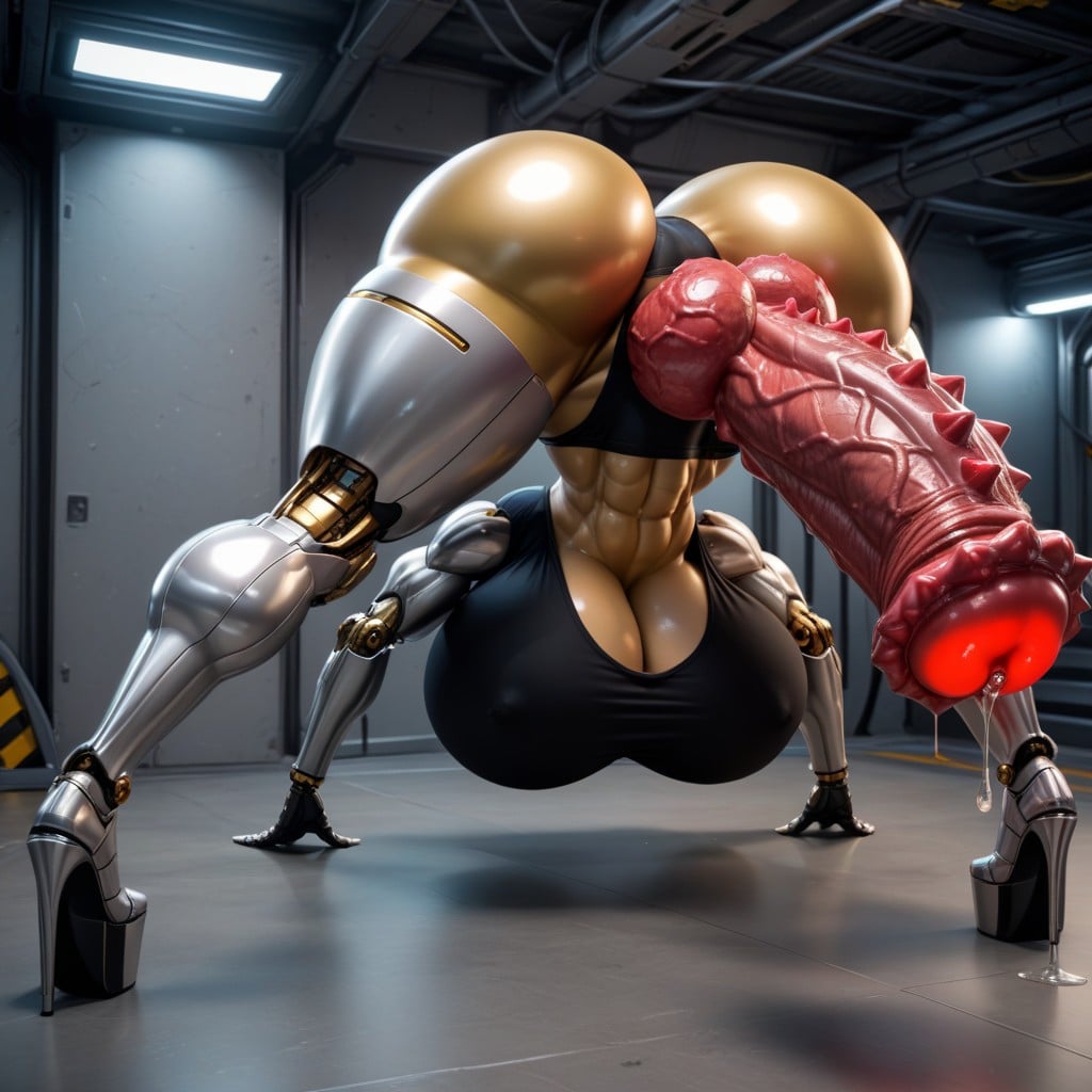 Barbed Glowing Knots, Platform Heels, Hyper Balls Shemale AI Porn