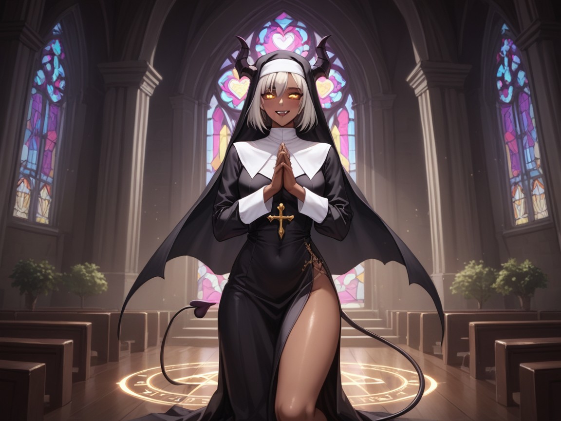 Succubus, Golden Brown Tan Skin, Church Hentai AI Porn