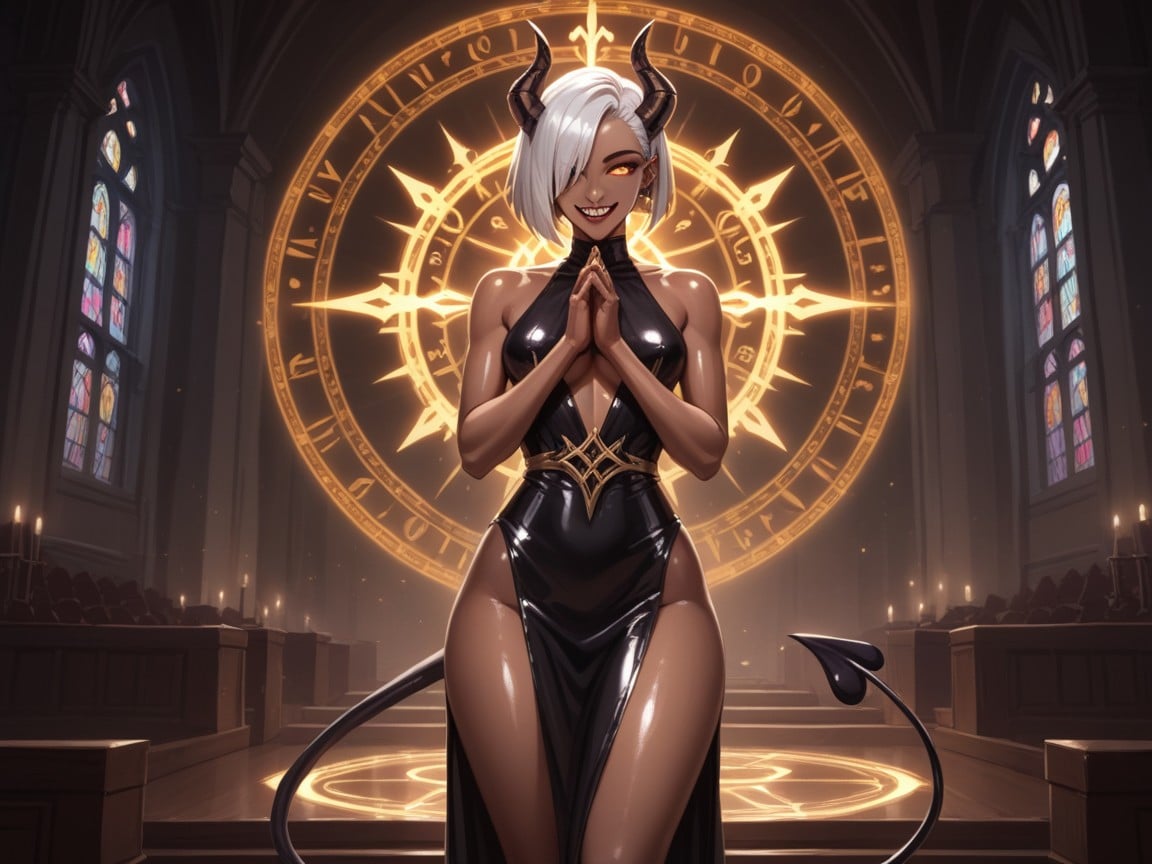 Golden Brown Tan Skin, Church Location, Silver Hentai AI Porn