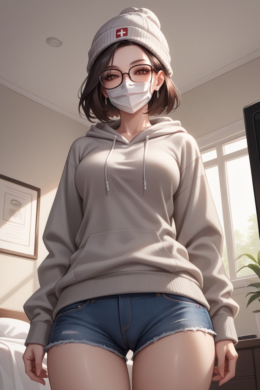 Sudadera Con Capucha, Tierna, Hotel Room Hentai IA
