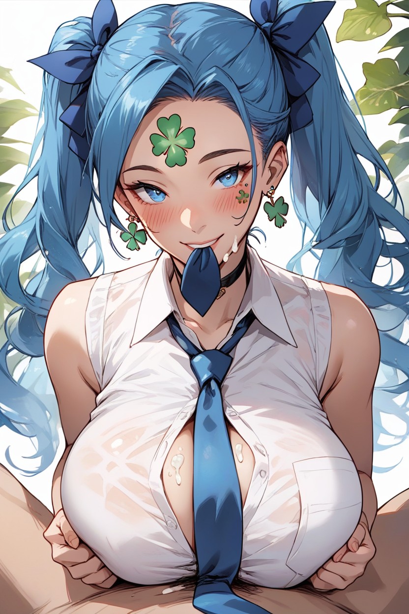 Alternate Breast Size, Blue Hair, Heart Hentai AI Porn