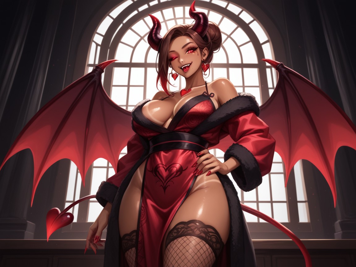 Red Demon Claws, Godrays Through Blinds, Volumetric Lighting Hentai AI Porn