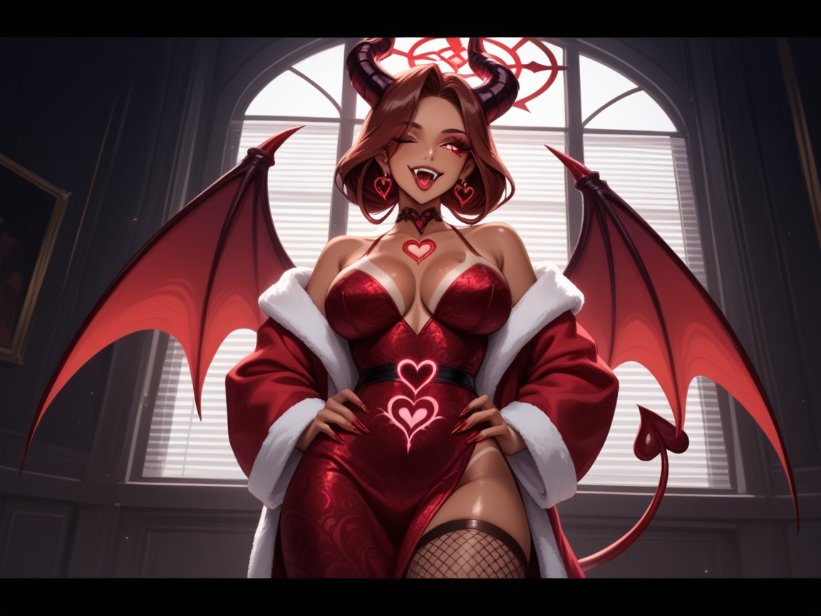 Light Makeup, Red Demon Wings, 1 Person Hentai AI Porn