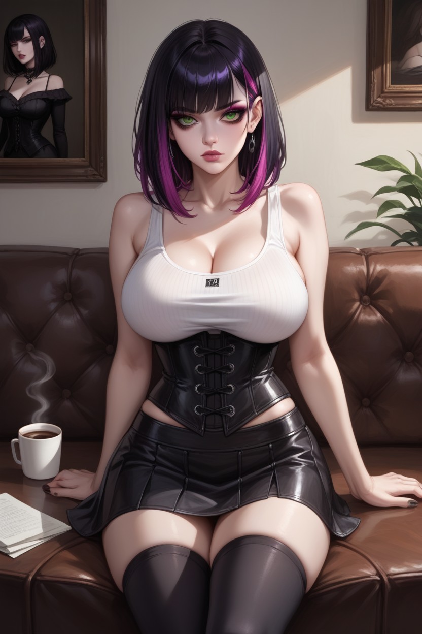 Clothes, Dark Green Eyes, High Resolution Hentai AI Porn
