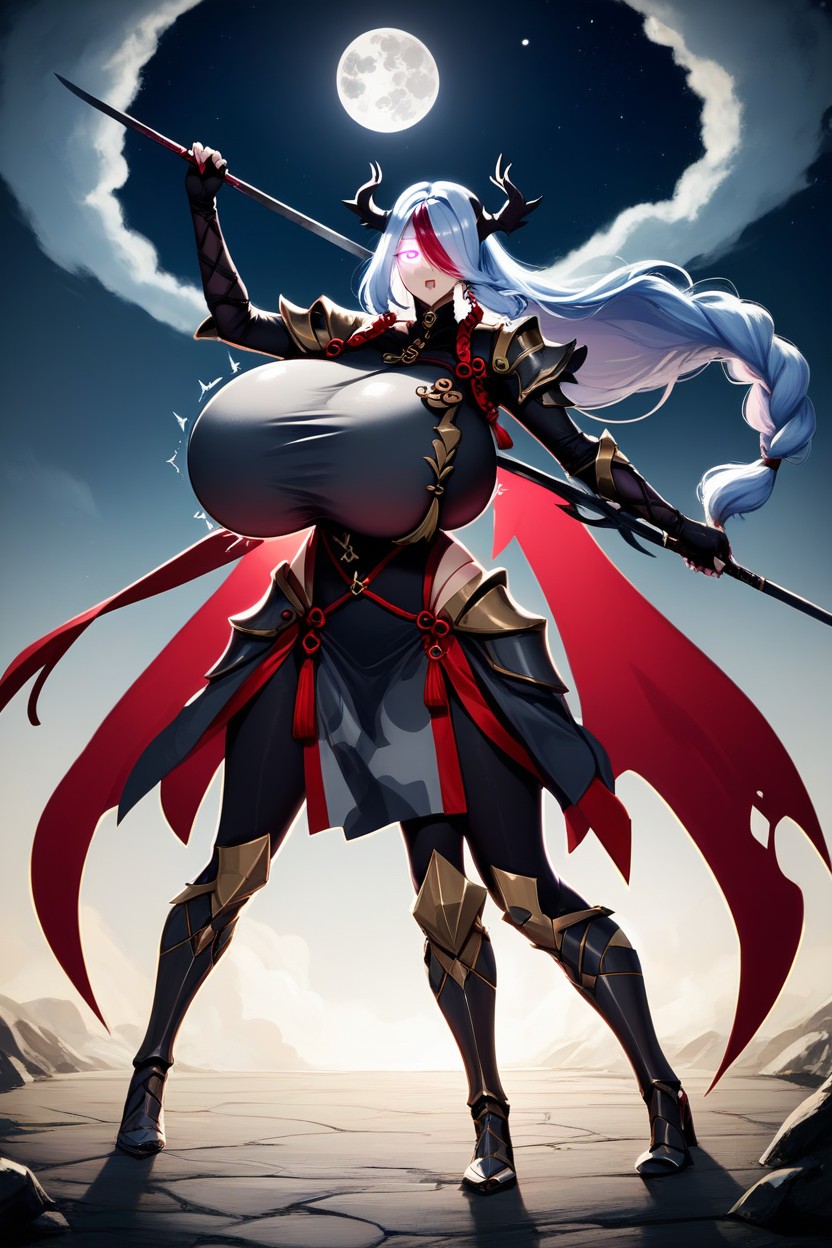 Full Body, Moon, Multi Colored Hair Hentai AI Porn