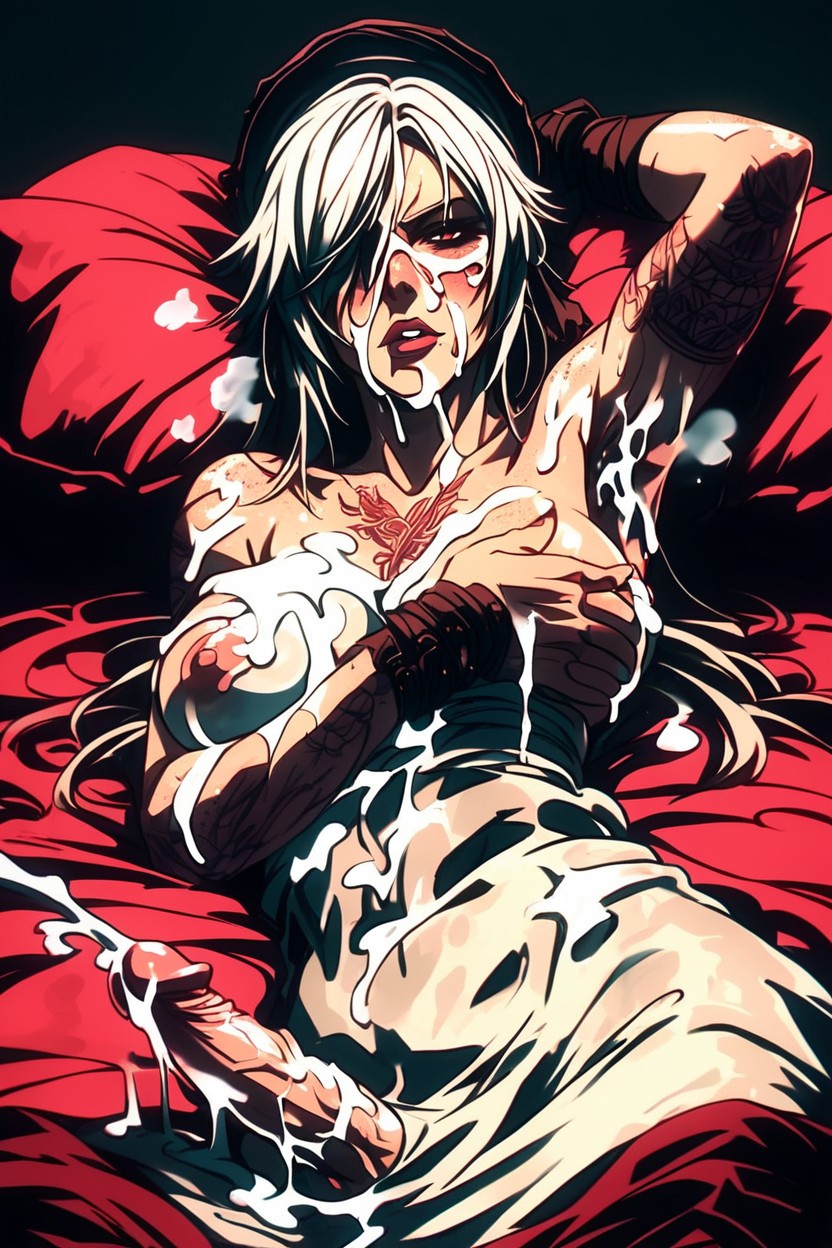 Covered Blanket, Cum On Boobs, Large Breast Hentai AI Porn