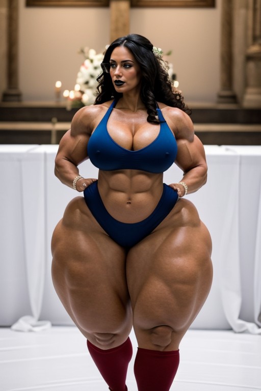 Hyper Thick Biceps, Steroids, Voluminous Curly Hair AI Porn
