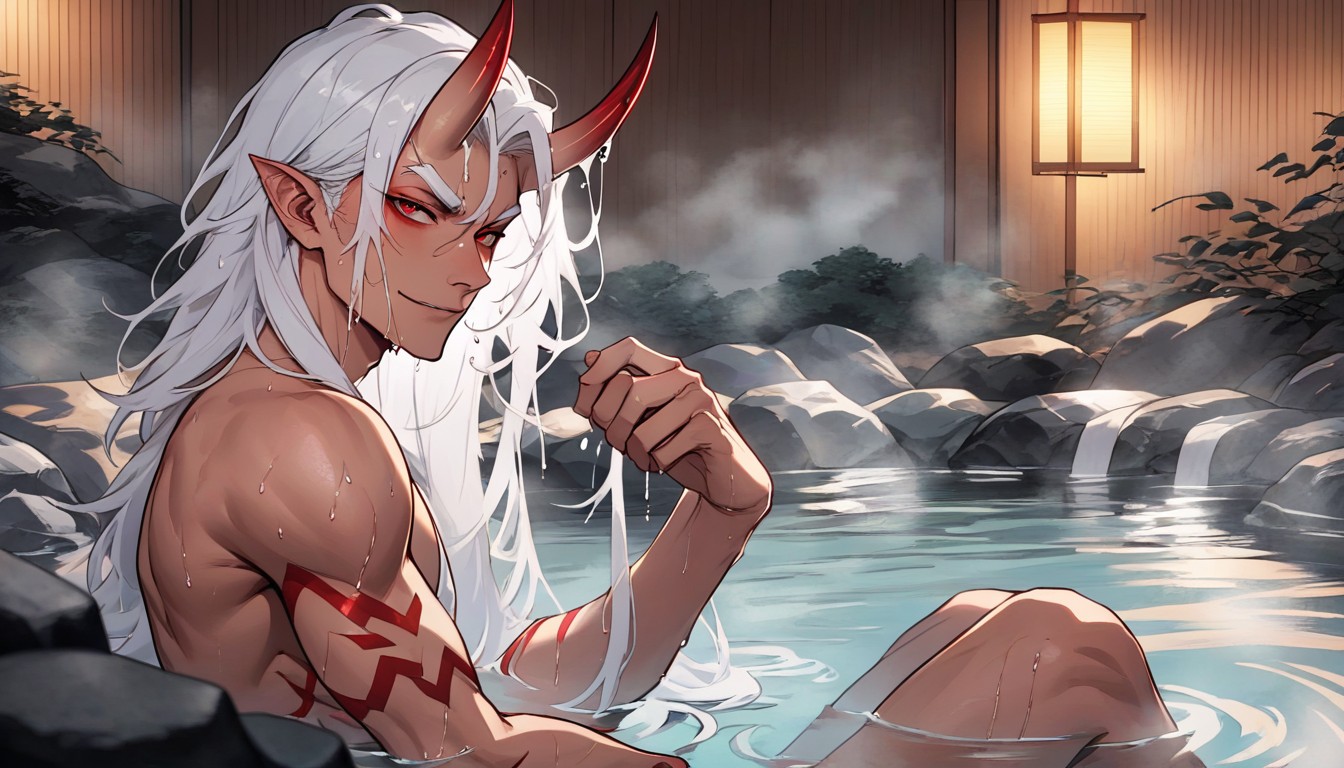 Horns, Onsen, Wet Hair Porno IA Gay