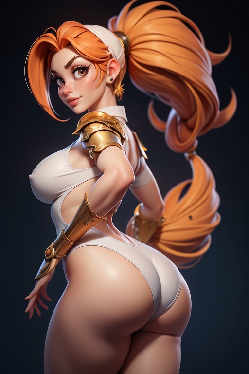Ponytail, White Swimsuit, Massive Ass Hentai AI Porn