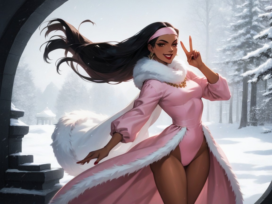 Mansion, Smug, Wearing Pink Clothes With Fur Trim AI Porn