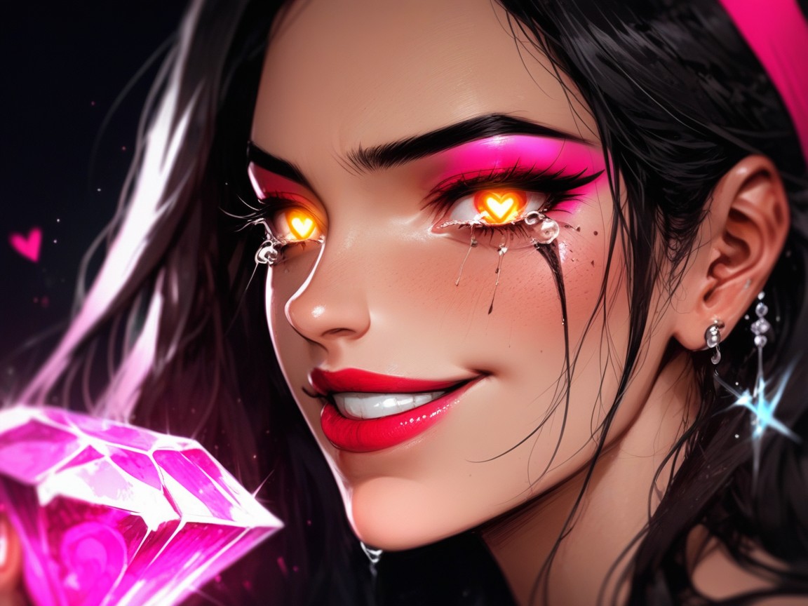 Pink Headband, Shadow On Woman's Face, Woman Looking Away From Viewer AI Porn