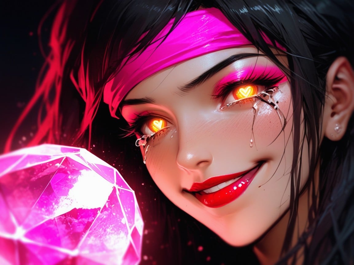 Neon, Neon Pink Light Shining From Gem, Glowing Neon Pink Gem AI Porn