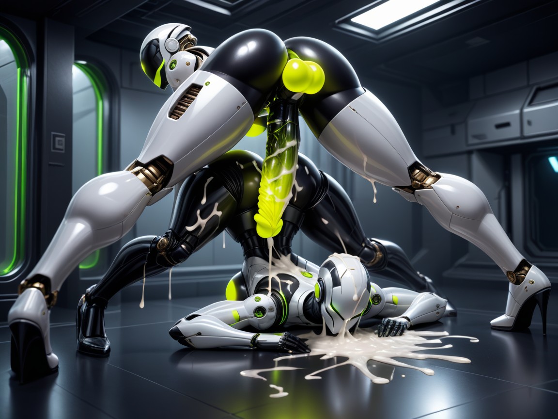 Robot Cock, Green Glow, Futanari Shemale AI Porn