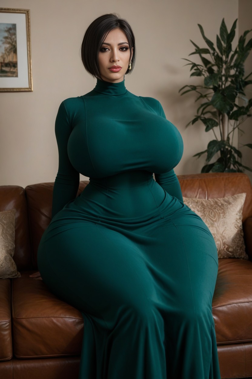 Massive Ass, Thick Ass, Turtleneck Dress AI Porn