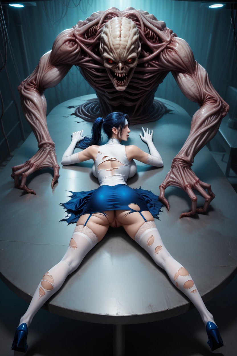 On The Mri Table, Stockings With A Lace Elastic Band, In The Laboratory AI Porn
