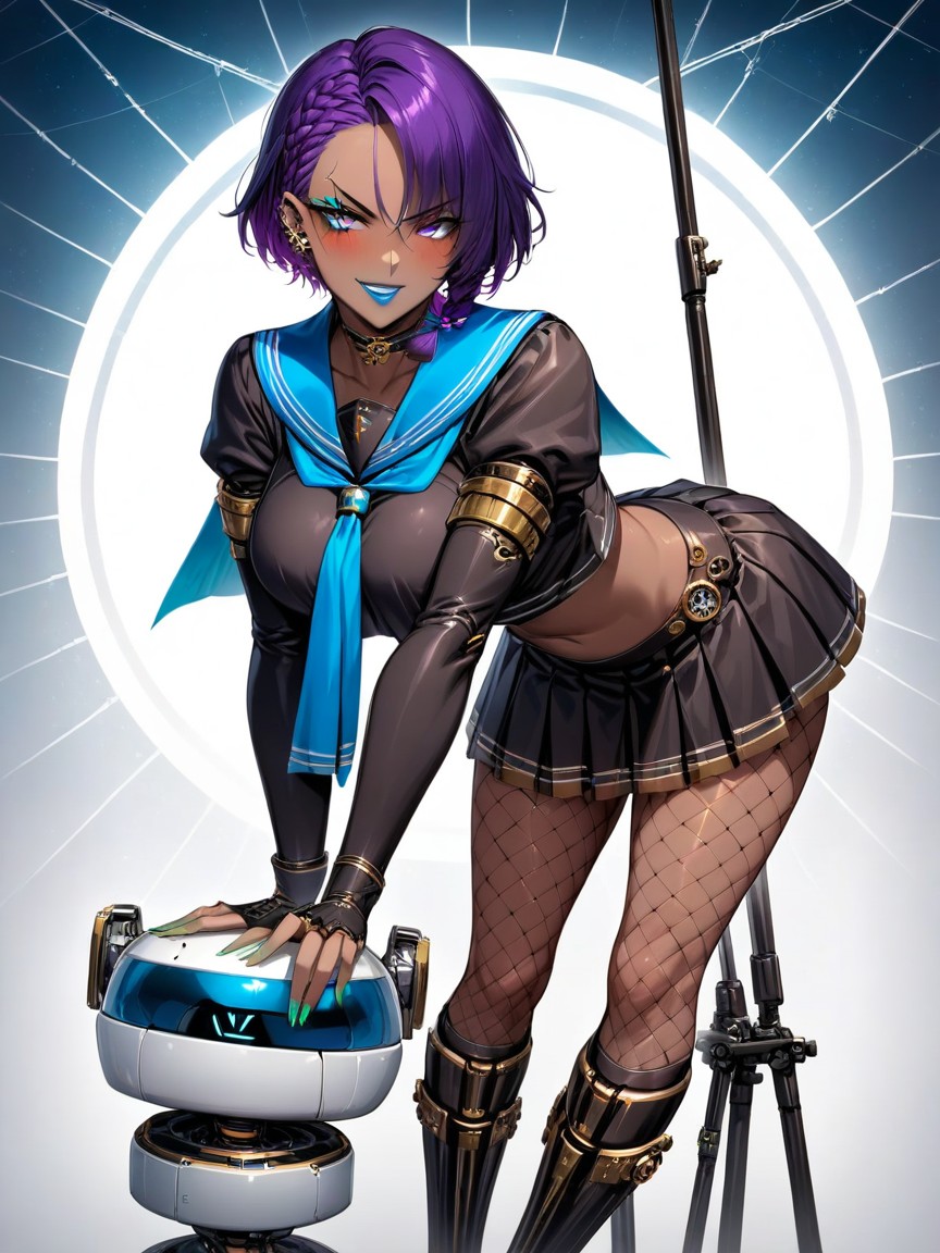Purple Hair, Emerald Jewelry, Braided Hentai AI Porn