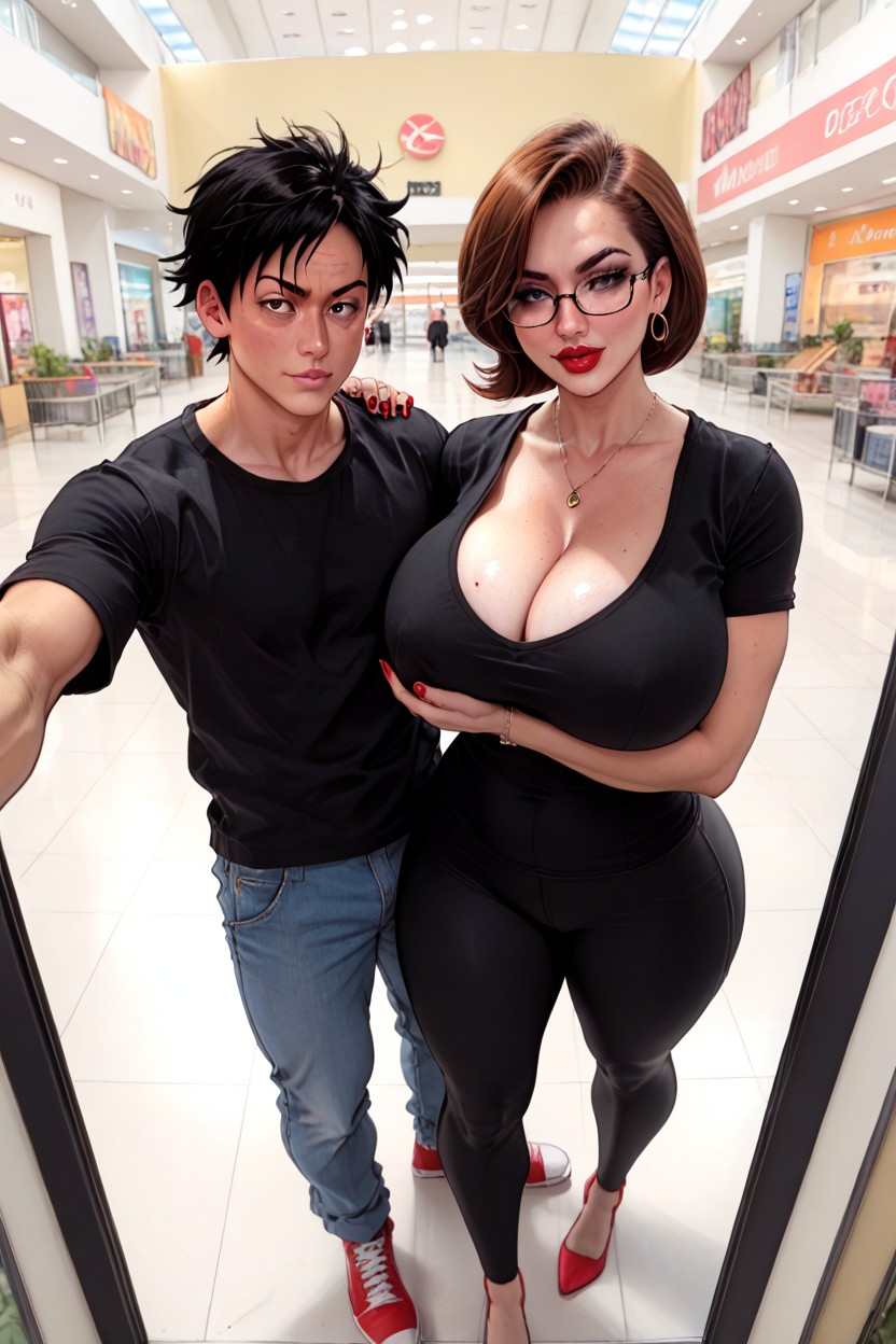 Massive Ass, Selfie, Black Leggings AI Porn