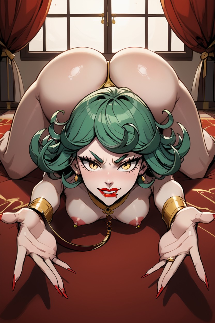 Lying On Her Stomach, Biting Lips, Wasp Waist Hentai AI Porn