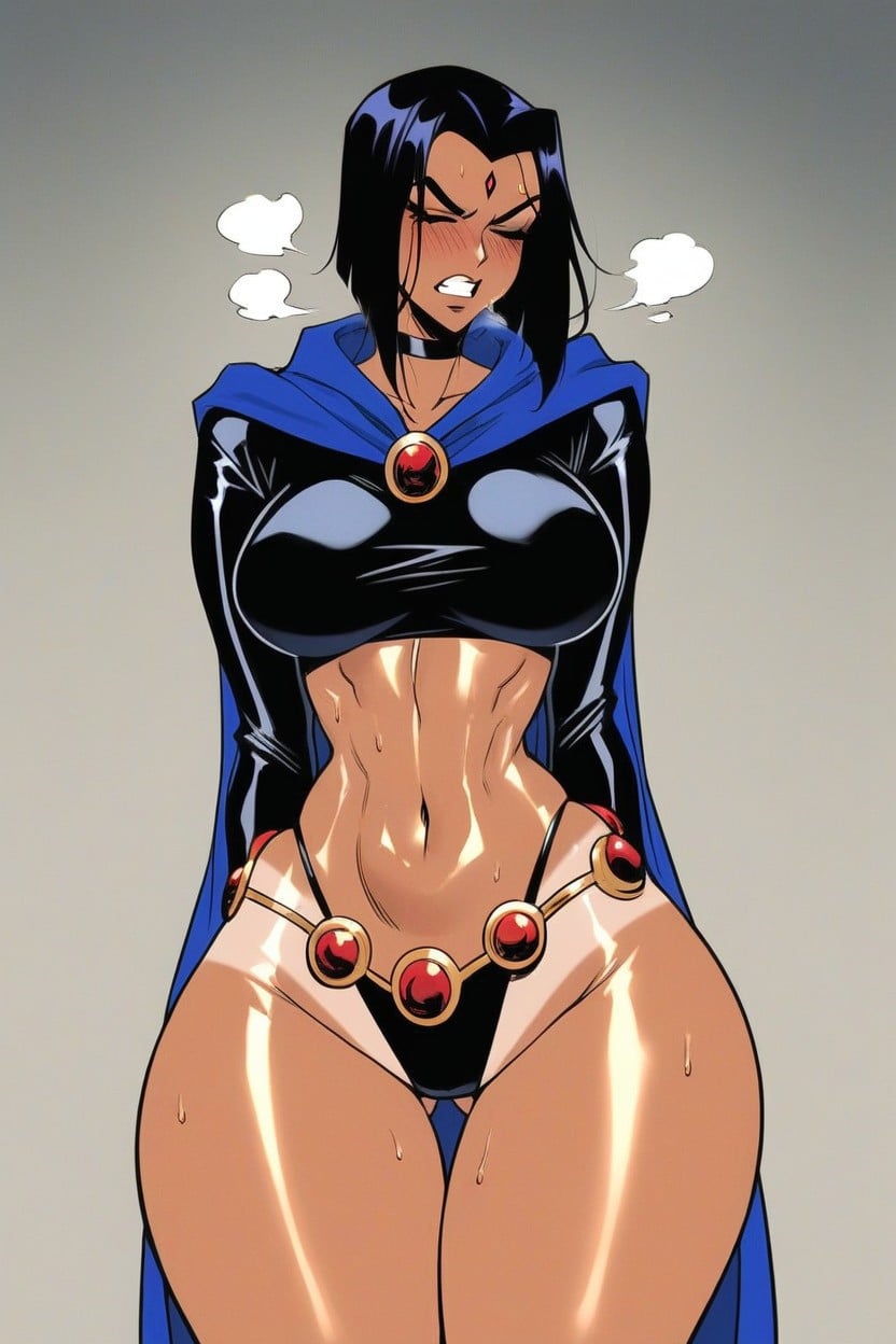 Angry, Wearing Raven From Titans Costume, Mommy Hentai AI Porn