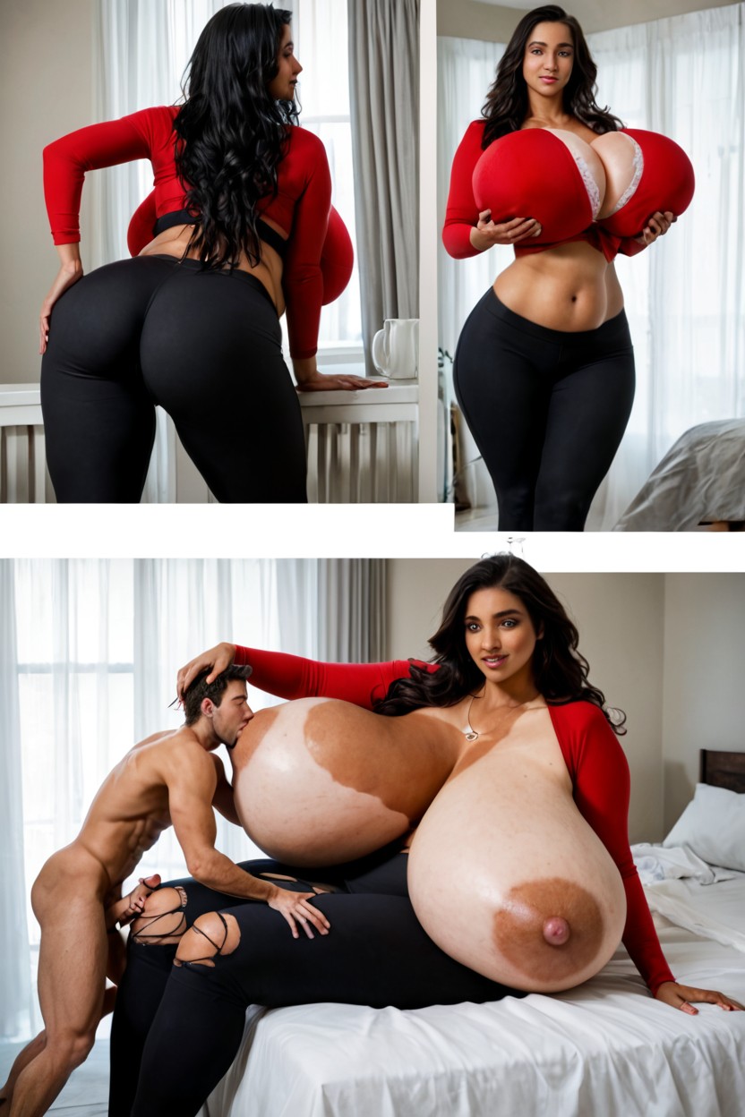 2 People, Extremely Oversized Overweight Breast Expansion, Larger Than Everything Indian AI Porn