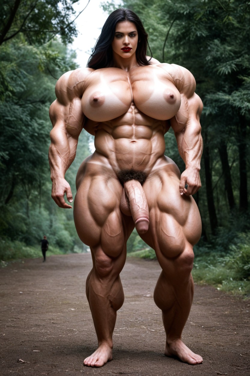 Hyper Gigantic Defined Muscles, Hyper Quadricipes, Veins Shemale AI Porn