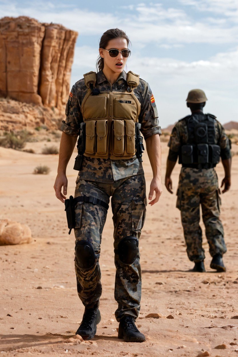 Female Soldier, Interracial, Many Soldiers Around AI黃片