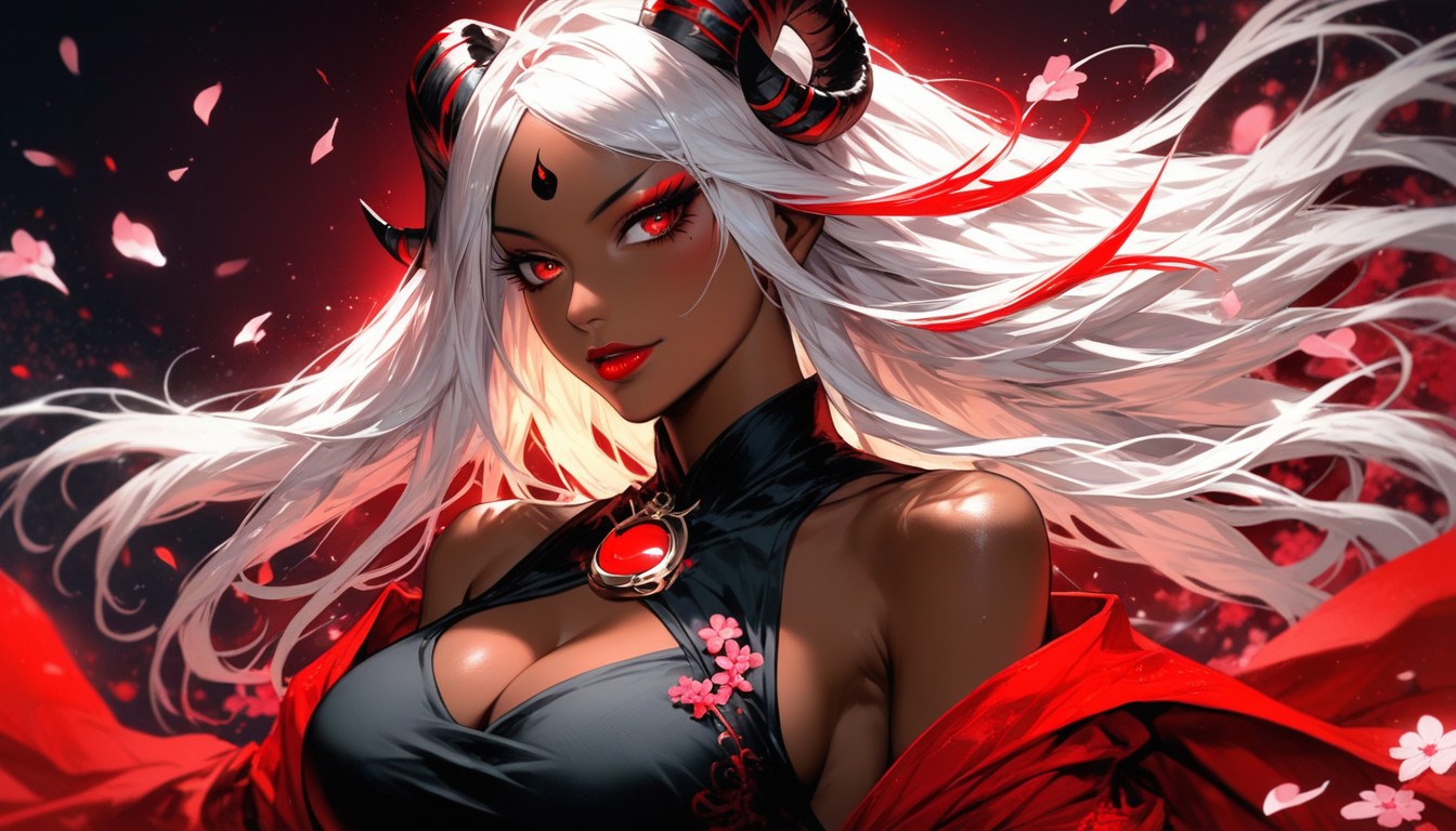 Dark Brown Skin, Red Cape, Oc Luna AI Porn
