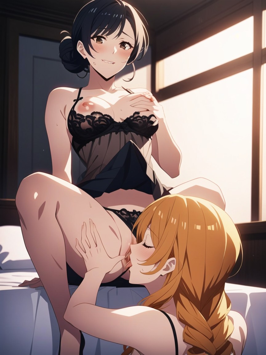 Bottom Up, Lesbians Kissing, Sweaty AI Porn