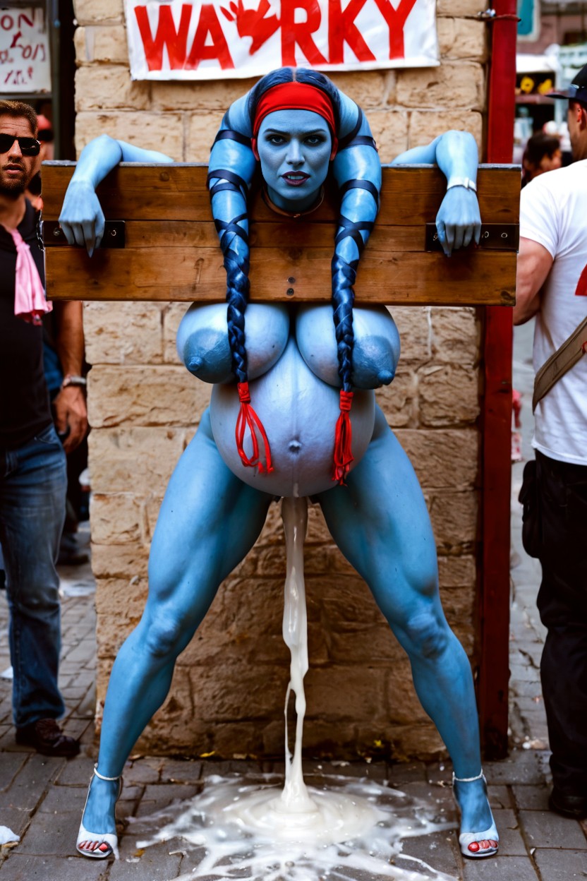 Many People Around, Blue Skin, Naked Twileks AI Porn
