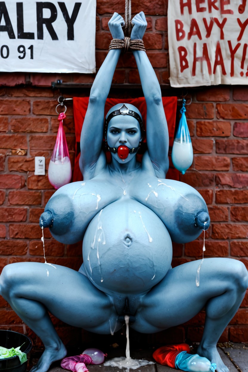 No Labia Pussy, Giant Puffy Erected Nipples, Veiny Breasts AI 포르노