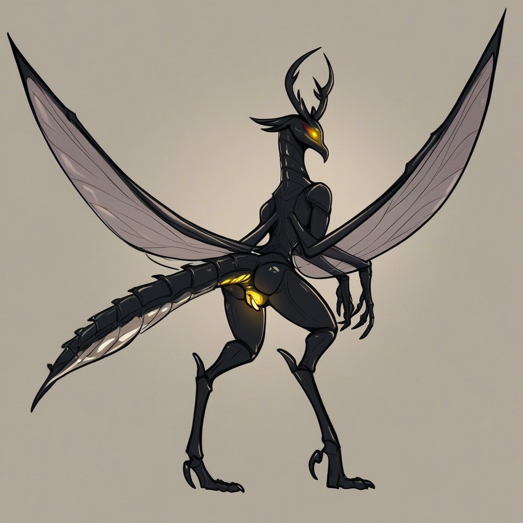 Alien Asshole, Giant Insect, Jet Black Skin Furry AI Porn