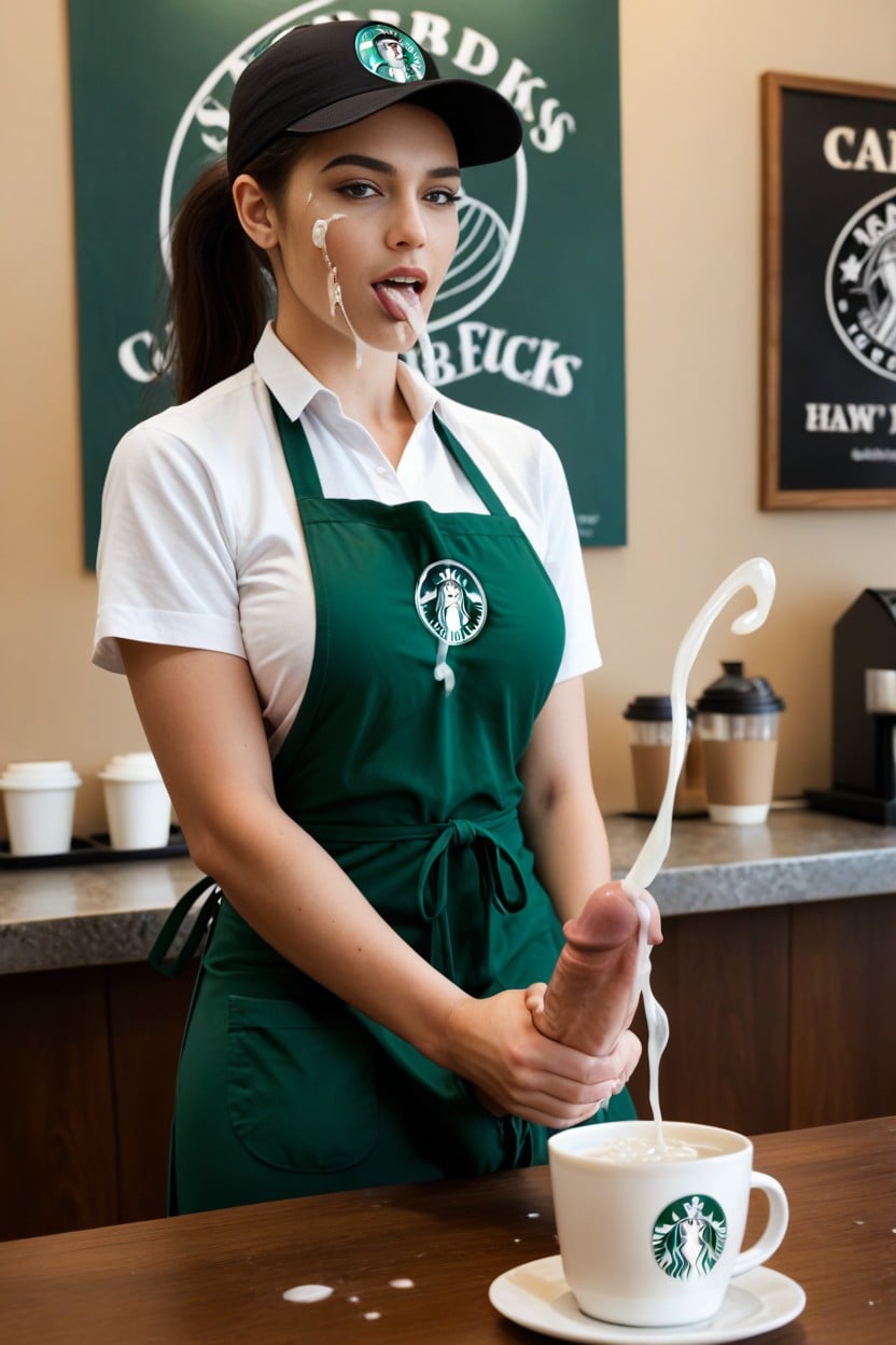 Cumshot, Masturbation, Cafe Shemale AI Porn