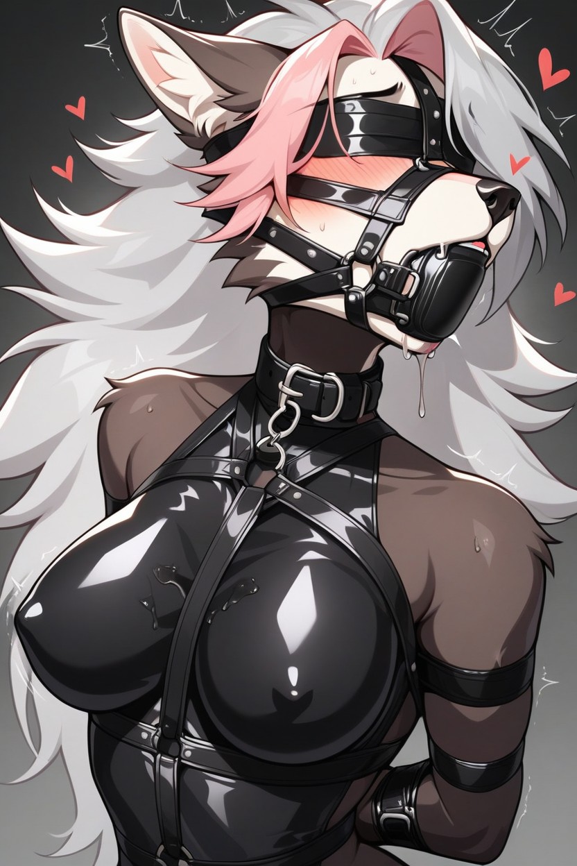 Muzzled, Drooling Under Muzzle, Bdsm Furry AI Porn