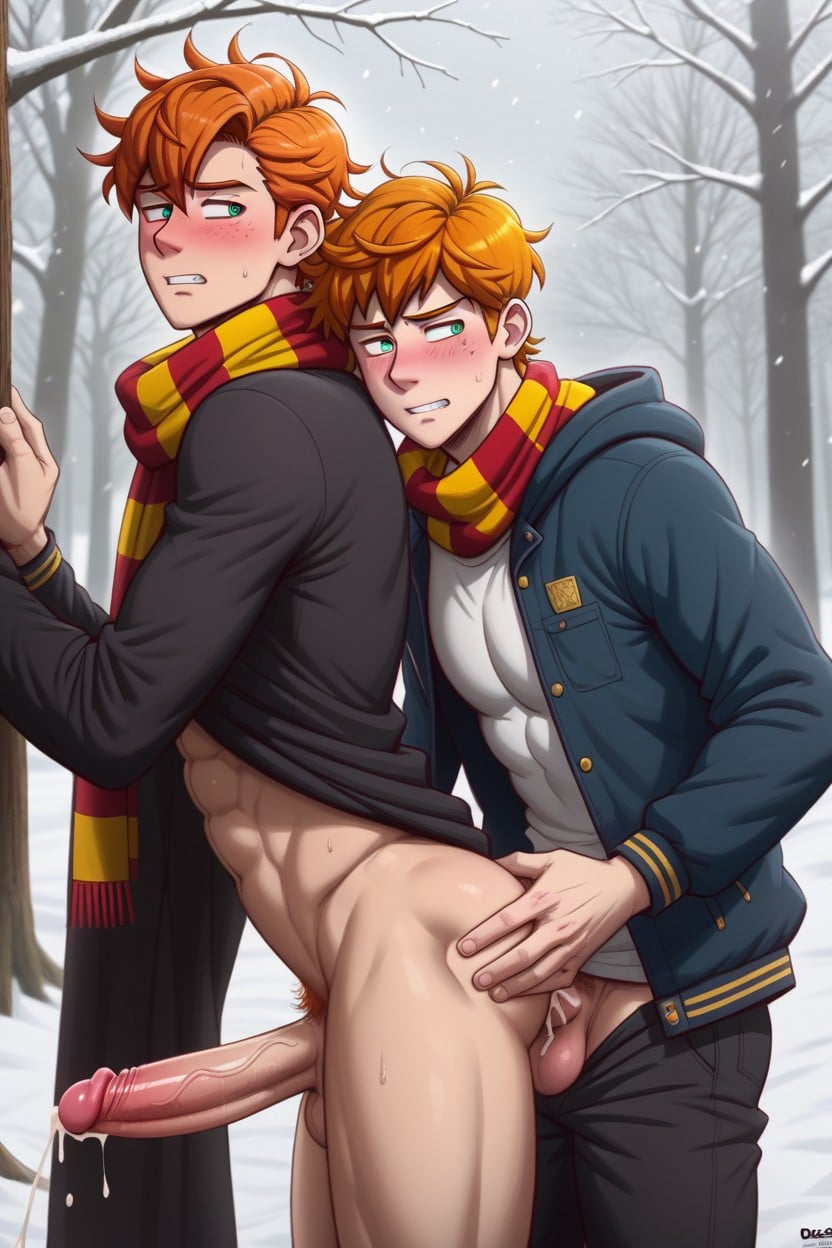 Harry Potter Scarf, Side Veiw, Big Cock AI Gay Porn