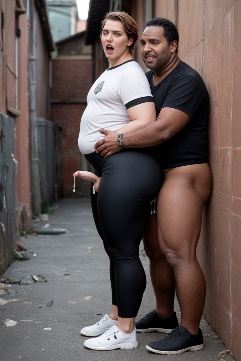 Arms Spread, Small, Ugly Old Fat Cock Cum On White Face AI Gay Porn
