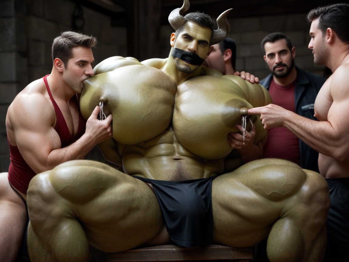 Muscular, Extremely Large Ass, Gay Gangbang AI Gay Porn