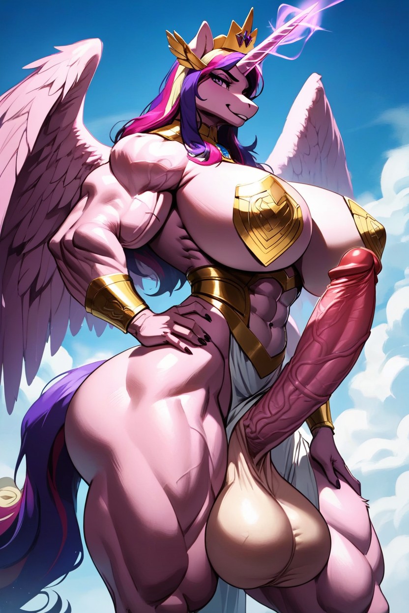 Muscular, Massive Breast, 側面図 ファーリーAIポルノ