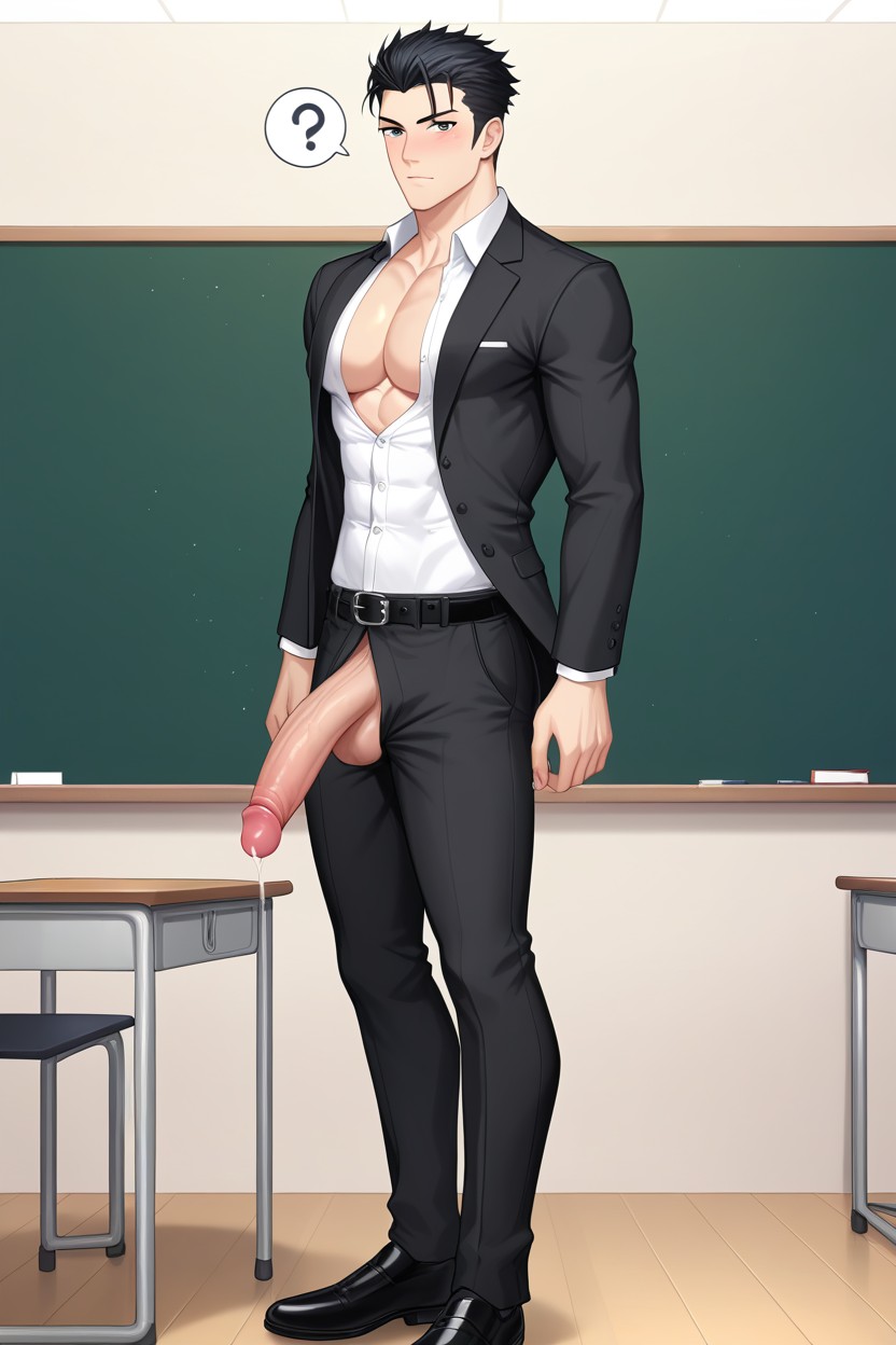 Tall Height, Black Slicked Back Hair, One Person AI Gay Porn