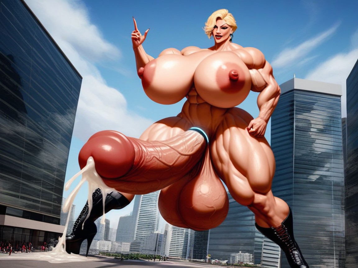 Erect Penis, Breast, Extremely Long Cockcumming Shemale AI Porn