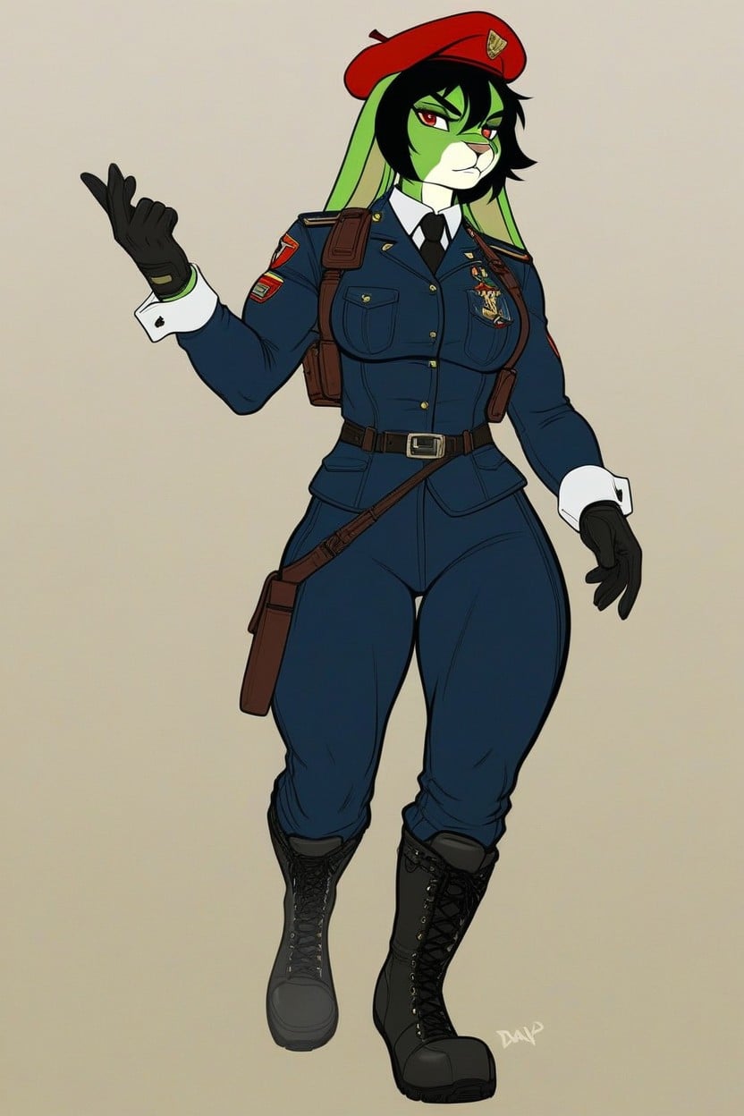Model, Commander Beret, Detailed Art Furry AI Porn